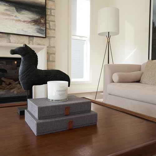 ZICOTO Decorative Photo Storage Boxes with Lids - Set of 2 Linen Organizers