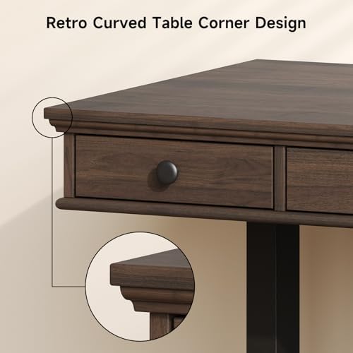 55 x 23 Inch Electric Standing Desk with Drawers, Dark Walnut