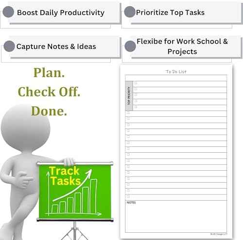 Life Charge To Do List Notepads for Work, Daily Checklist Planner Pads with Priority & Notes, 2 Pack, 100 Pages Total, 8.5 x 5.5 Half Letter, Portrait