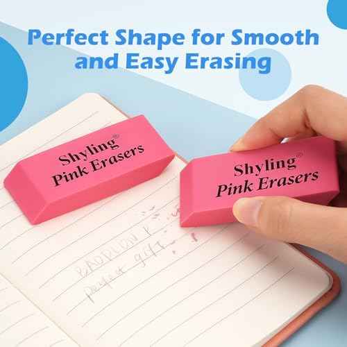 100 Pack Pink Erasers Bulk, Latex-Free Pencil Erasers for School, Office