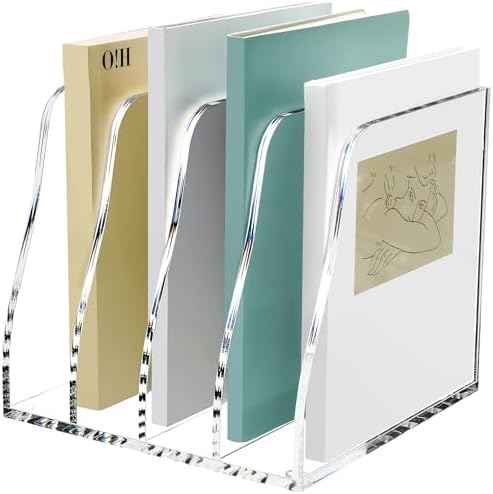 SANRUI Acrylic Desk File Organizer, Clear Magazine File Holder 4 Slot