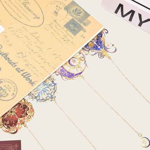 Metal Bookmarks Set 4pcs for Reading Women and Men, Stars and Moon Magic Reading Accessories, Fantasy Book Marks Gifts for Book Lovers Readers Kids Page