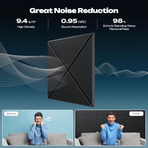 Sonicism 22 Pack X-Lined Acoustic Panels with Self-Adhesive, 12"X 12"X