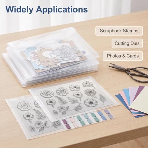 20 PCS Clear Stamps Storage Panels,Resealable Die Cut Storage Bag, White Plastic Stamps Organizer Panels, Clear Stamp Organizer Set for Die Cutting and Decorative (20PCS)