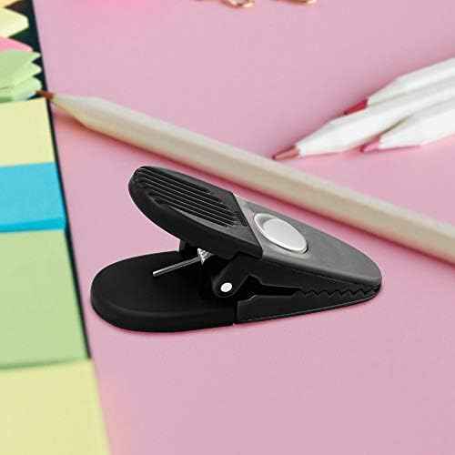 10 Magnetic Memo Holders Set - Large Clip, Plastic - Black