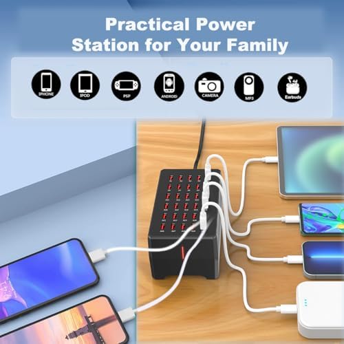 MaxLax USB Charger Station,30-Port 150W/30A Multiple USB Charging Station,Multi Ports Charger for Smartphones，Tablets，and Other Devices