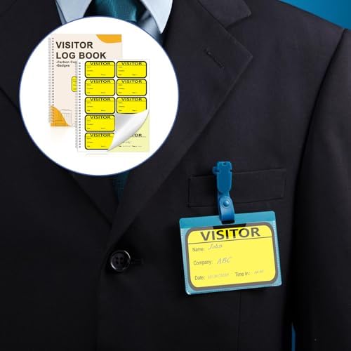 1 Pack Visitor Badges with Carbon Copy Visitor Stickers Letter Size Visitor Log Book Protecting Privacy Pages School Church Business Pass 150 Visitor Badges Guest Register Book 30 Memo Pages (1)