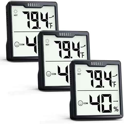 DOQAUS 3 Pieces Digital Hygrometer Indoor Thermometer Humidity Meter, Black