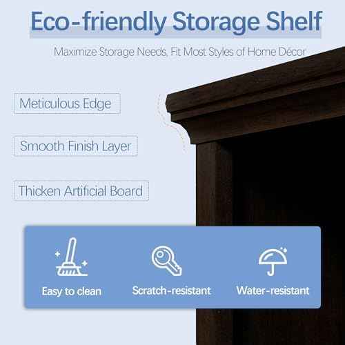 blini 5-Shelf Tall Bookcase Wooden Bookshelves 33in Wide Floor