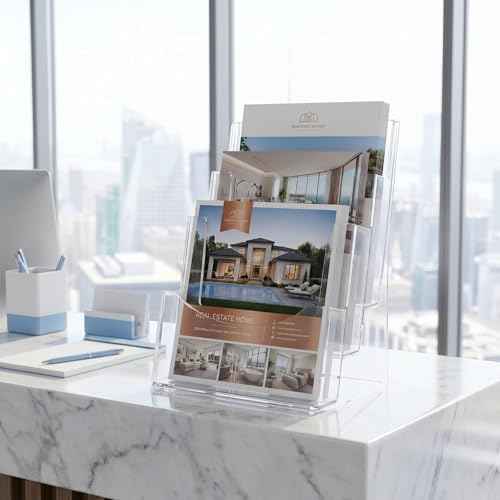 Acrylic Brochure Holder 8.5 x 11, 3-Tier Literature Display Stand, 1-Pack