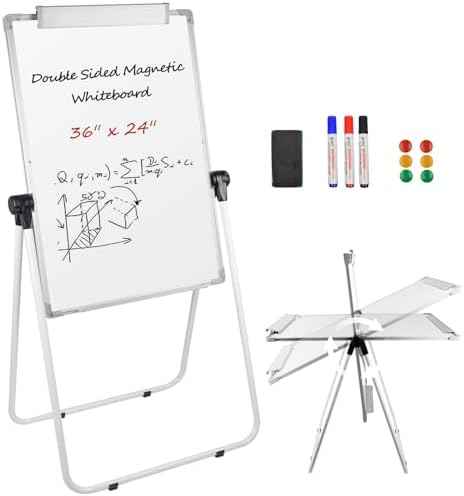Stand White Board - 36 x 24 Inch Double Sided Magnetic Dry Erase Board with Stand Height Adjustable, 3' x 2' Flip Chart Easel Stand Portable(White)