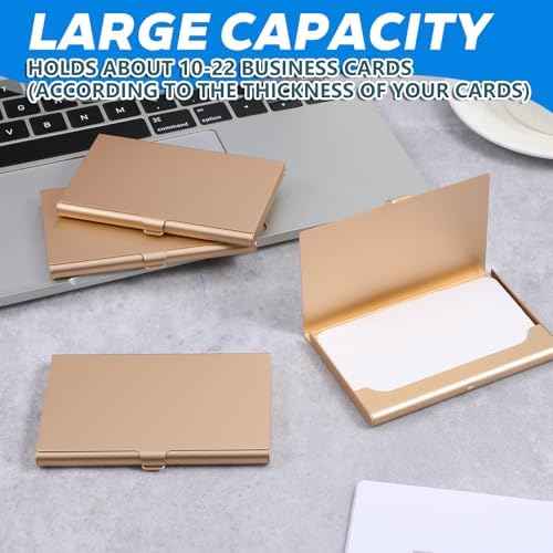 Gold Slim Business Card Case, 4 Pack Gold Metal Business Card Holder