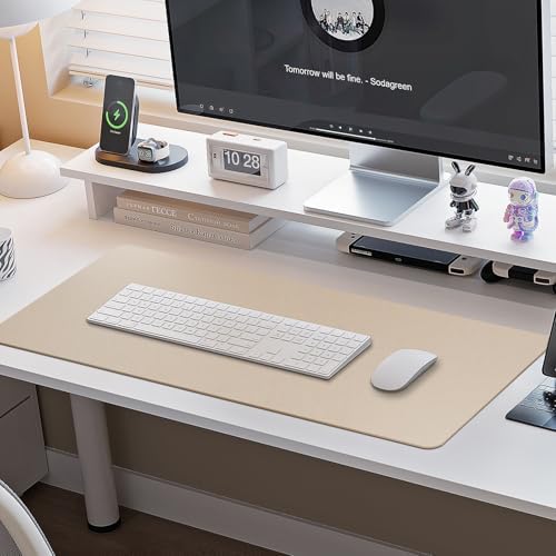 Boutilon Leather Desk Pad Protector,Non-Slip Mouse Pad,Laptop Desk