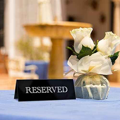 6 Pieces Black Acrylic Reserved Table Signs Large 7.9 x 2.7 Inch