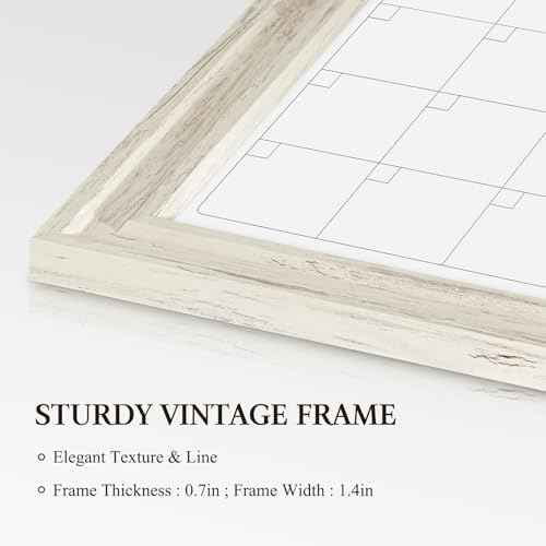 4 THOUGHT Whiteboard Calendar 36" x 24" Magnetic White Board, Vintage White