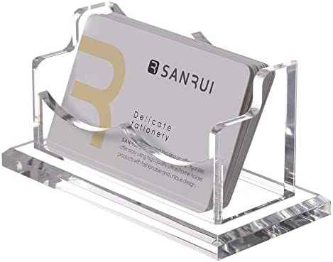 SANRUI Acrylic Business Card Holder, Clear Desk Card Display Stand 1 Slot