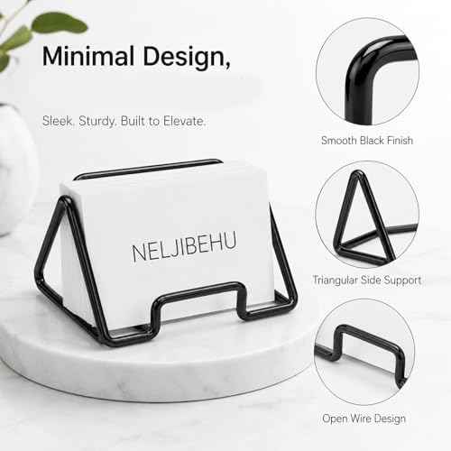 Business Card Holder for Desk, Black Business Card Display Stand