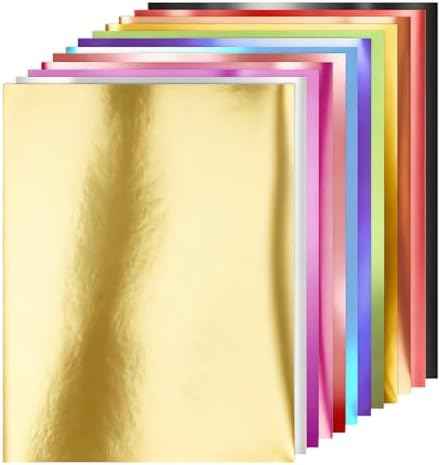 60 Sheets 15 Colors 8.5" x 11" Metallic Foil Paper 120gsm/32lb