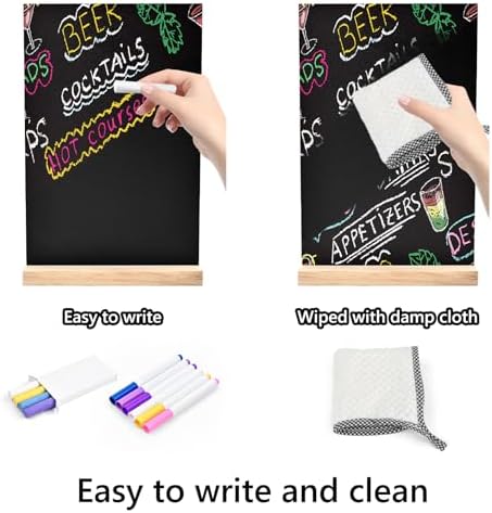 NACHLYNN 8 x 12 inch Small Chalkboard Signs with Wood Base Stand Double Sided Chalk Board Sign Message Board for Tables Decorations Home Party Kitchen Wedding (8 x 12 in)