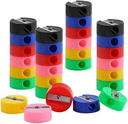 150 Mini Handheld Pencil Sharpeners in Bulk, Portable Colored Manual Sharpeners for Kids & Adults, Teacher Supplies for Classroom & School