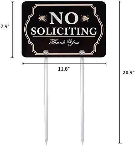 Kichwit No Soliciting Sign for House with Stakes, 12 x 8 Inch/21 Inch High
