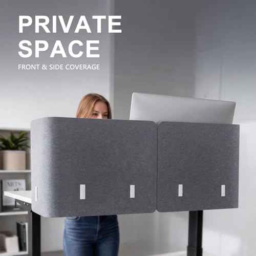 Desk Privacy Panel,2PCS L-Shaped Clamp-On Office Desk Divider,47.2" x 15.7"