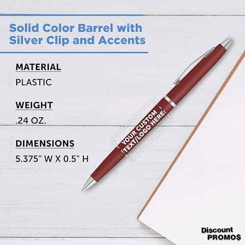 Personalized Langham Ballpoint Pens, Set of 10/50/100 by DISCOUNT PROMOS - Black Ink, Great for Office, Business, Tradeshows - Burgundy