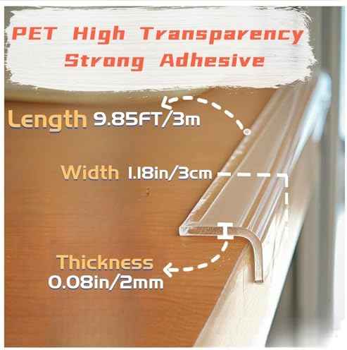 Clear Self Adhesive Edge,1.18in Width x118.2in Length,(3cmx3m)