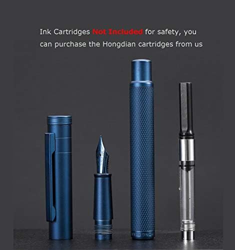 Dark Blue Forest Fountain Pen Extra Fine Nib Classic Design with Converter and Metal Pen Case Set by Asvine