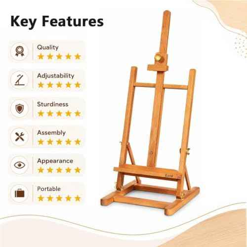 DJAR H- Frame Tabletop Painting Easel, Adjustable Solid Beech Wood