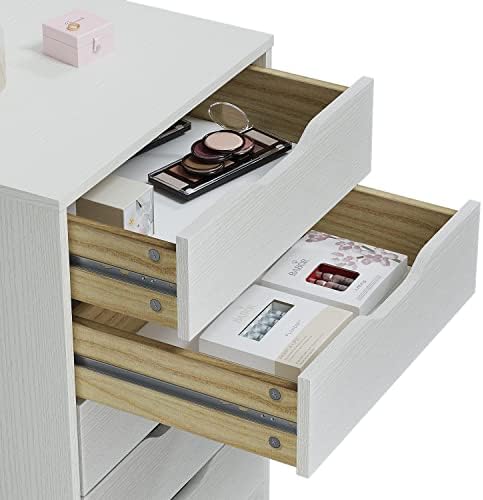 Panana 7 Drawer Mobile File Cabinet, Wooden Under Desk Storage with Wheels Office Organization Vertical Filing Chest of Drawers for Home Office (White)