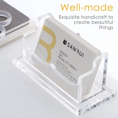 SANRUI Acrylic Business Card Holder, Clear Desk Card Display Stand 1 Slot