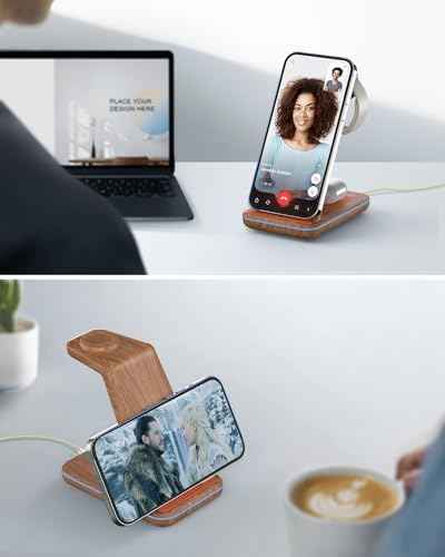 JoyGeek 3 in 1 Charging Station for Apple Devices, Wireless Charger Stand for iPhone 17/16/15/14/13/12/11/SE/X Pro Max Plus - Apple Watch 11/10/9/Ultra 2/8/SE/7/6/5 - AirPods Pro 2/3/2