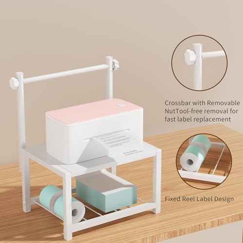 Label Holder for Rolls and Fan-Fold Labels, Sturdy Thermal Sticker Holder for Desktop Thermal Printer, Shipping Label Sticker Dispenser for Home, Office, and Small Businesses