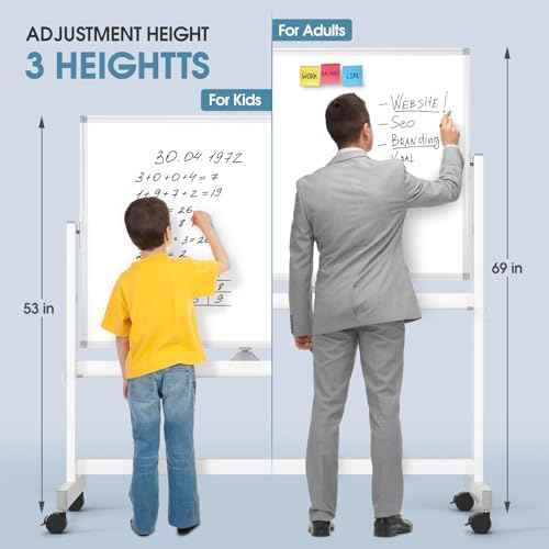 MaxGear Rolling Whiteboard, 48'' x 32'' Mobile White Board on Wheels