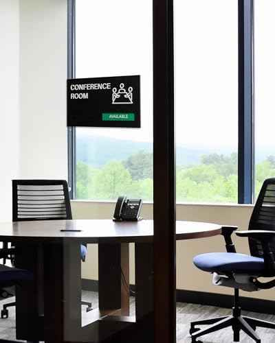 Conference Room Door Signs for Office, Meeting In Progress Door Sign, In Use Available Slider Indicator Tells Whether Room Vacant Or Occupied