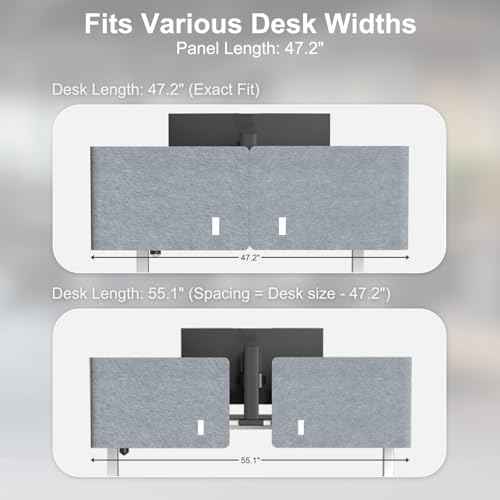 Desk Privacy Panel,2PCS L-Shaped Clamp-On Office Desk Divider,47.2" x 15.7"