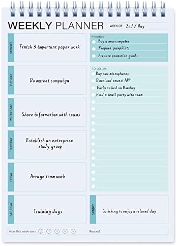 Weekly Planner To Do List Notepad for Work & Daily Life 6.5 x 10 in (Green)