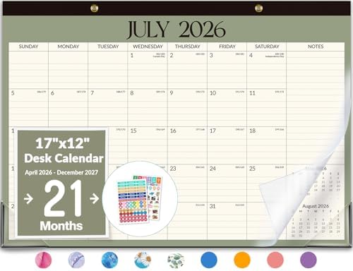 Forvencer Desk Calendar 2026-2027, 21 Months Calendar Apr 2026 to Dec 2027