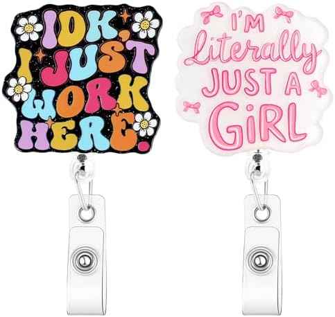 2Pcs Cute Funny Nurse Badge Reel, Badge Holder with Alligator Clip