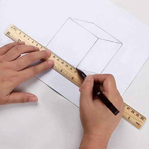 KINJOEK 36 Packs 12 Inch Wooden Rulers Double Sided Pine Wood School Ruler Measuring for Home, Student, Office Use, 2 Scale, 30 cm