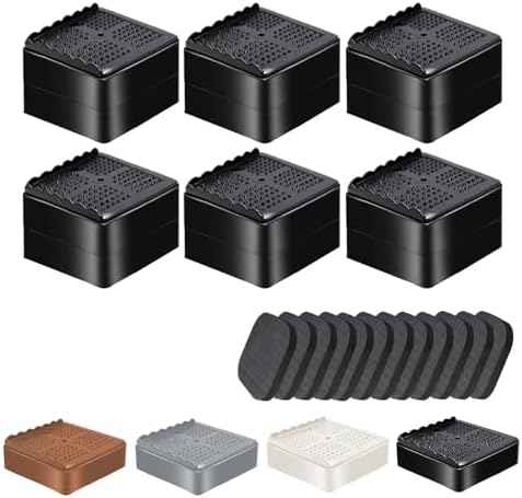shouwuhho Furniture Risers, 6 Pack Bed Risers with Non-Slip Grip and Heavy Duty Support, 1 Inch 2 Inch 3 Inch 4 Inch Height Lift for Couch, Sofa, Table, Desk, Chair, Refrigerator - Black, 1+1 Inch