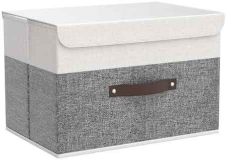 OUTBROS Storage Box with Lids, 17.7x11.8x11.8 inch (White/Grey, 3-Pack)