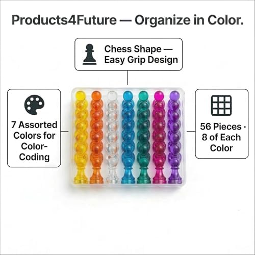 56 Colorful Magnets for Whiteboard | 7 Assorted Color Strong Push Pin Magnets | Perfect Magnetic Push Pins to use as Refrigerator Magnets, Whiteboard Magnet, Classroom Magnet