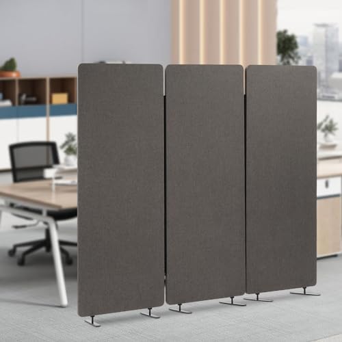 Portable Room Screen Wall, 3 Panel Room Divider, 66-inch H Office Wall Divider Sound Proof Dividers Partition Wall, Freestanding Room Partition Wall Dividers, Dark Gray