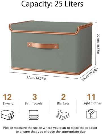 Tuza 2 Pack Storage Bins with Lids, Collapsible Closet Organizer