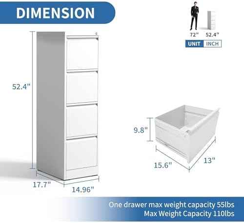 4 Drawer File Cabinet with Lock,Metal File Cabinet for Home Office
