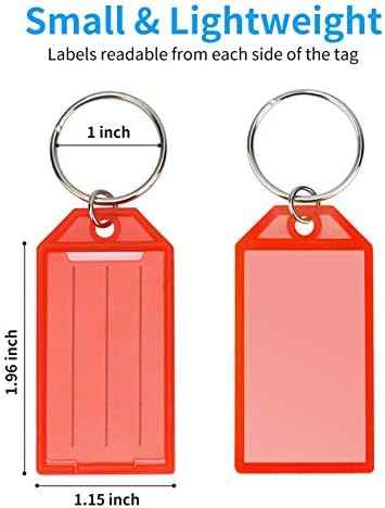 Cuttte 16 Pack Plastic Key Tags with Ring and Label Window 8 Colors