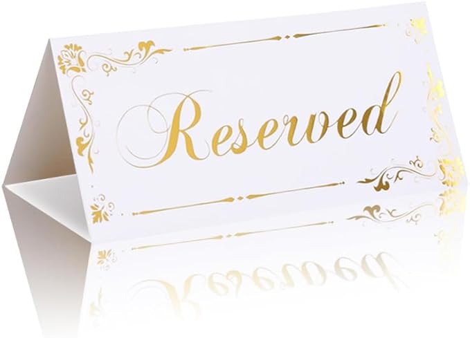12 Pack Reserved Table Signs White Reserved Table Tent Card by Unknown