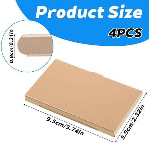 Gold Slim Business Card Case, 4 Pack Gold Metal Business Card Holder